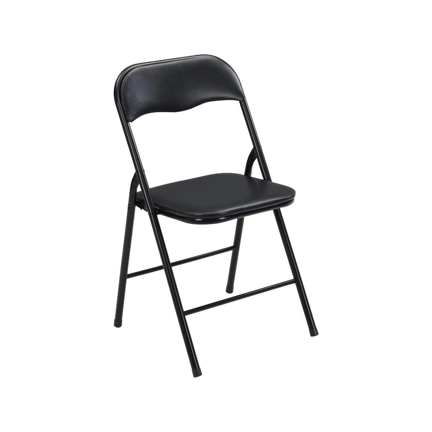 Padded Vinyl Black Folding Chair — image 1